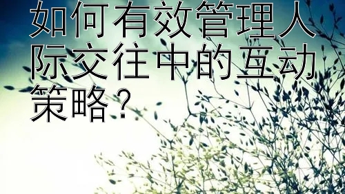 如何有效管理人际交往中的互动策略？