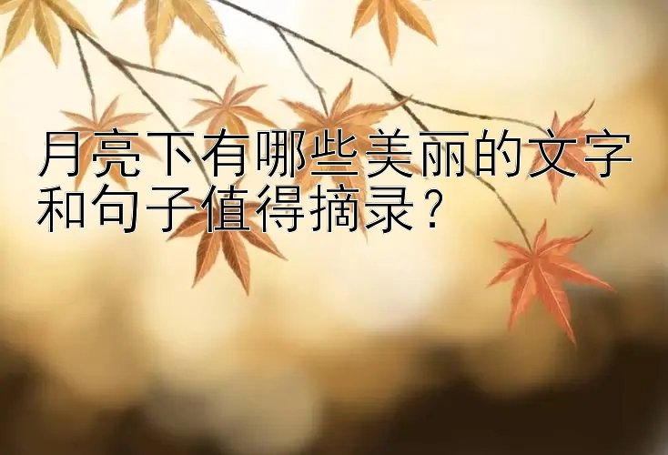 月亮下有哪些美丽的文字和句子值得摘录？