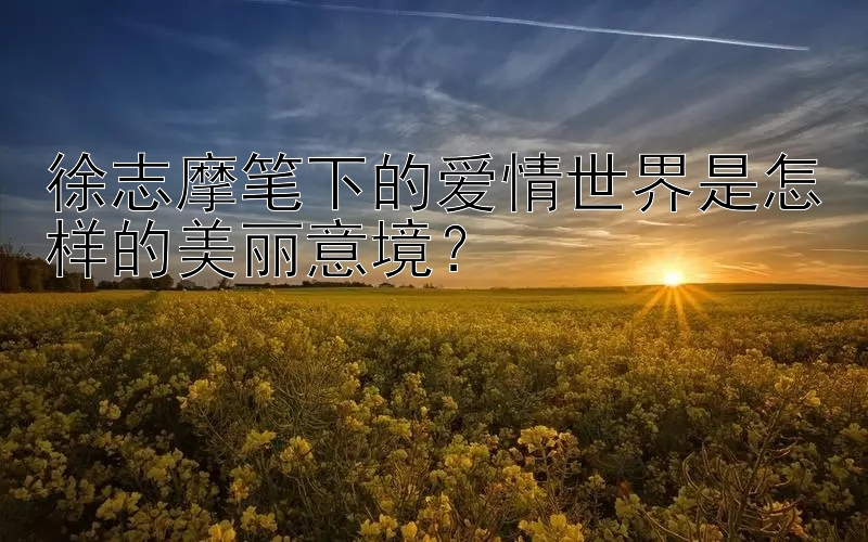 徐志摩笔下的爱情世界是怎样的美丽意境？