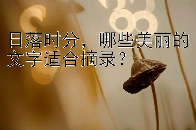 日落时分，哪些美丽的文字适合摘录？