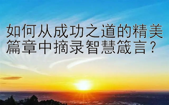 如何从成功之道的精美篇章中摘录智慧箴言？