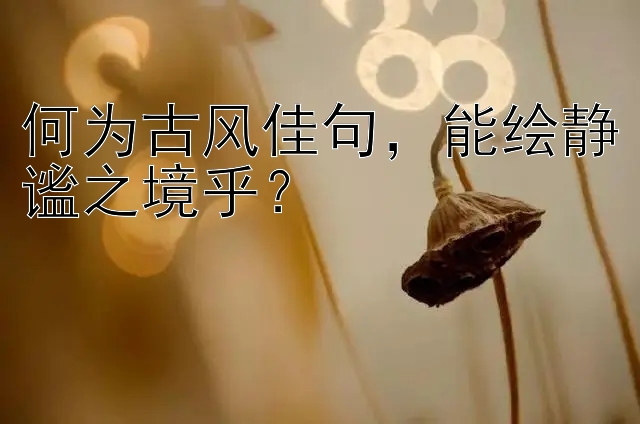 何为古风佳句，能绘静谧之境乎？