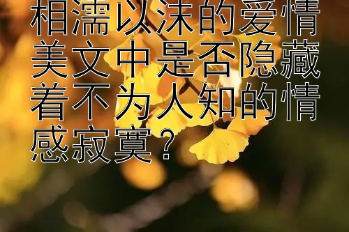 相濡以沫的爱情美文中是否隐藏着不为人知的情感寂寞？