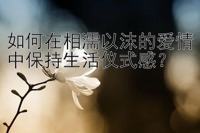 如何在相濡以沫的爱情中保持生活仪式感？