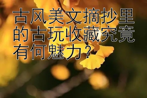 古风美文摘抄里的古玩收藏究竟有何魅力？