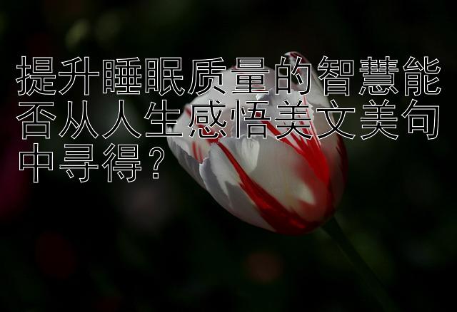 提升睡眠质量的智慧能否从人生感悟美文美句中寻得？