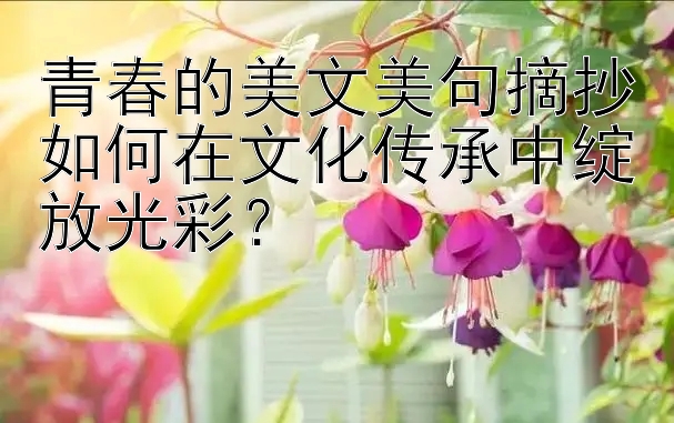 青春的美文美句摘抄如何在文化传承中绽放光彩？