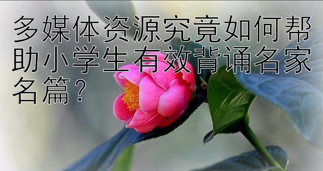 多媒体资源究竟如何帮助小学生有效背诵名家名篇？