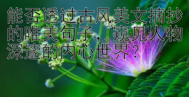 能否透过古风美文摘抄的唯美句子，窥见人物深邃的内心世界？